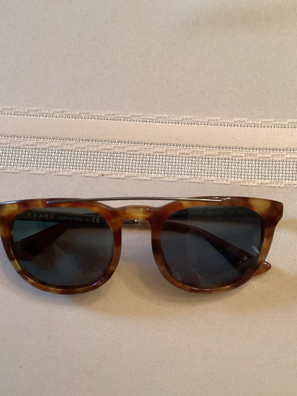 Prada Men’s Tortoiseshell Frame Sunglasses with Dark Lenses